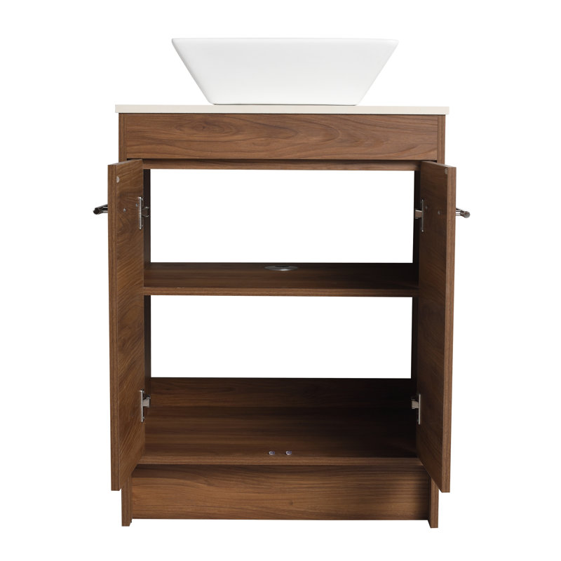 Meuble-lavabo autoportant avec plateau en céramique 48 po Damaurion