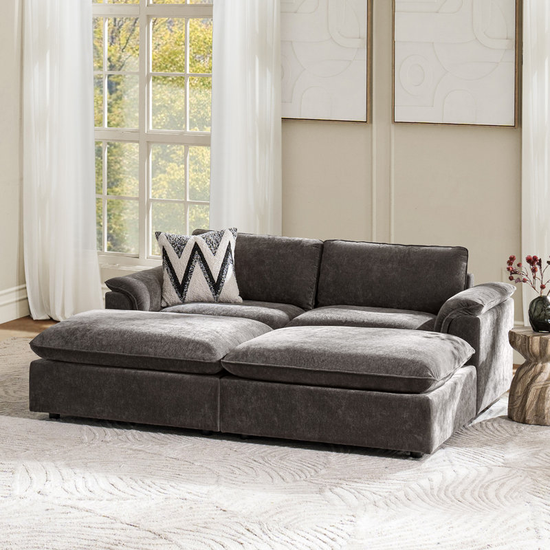 Canapé-lit surdimensionné en mélange de duvet 4 pièces Cioffi, Gris