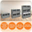 Unité de rangement modulaire à 5 tablettes - 3 bacs en tissu amovibles, fabrication à panneau solide, conception extensible pour jouets et artisanat, gris