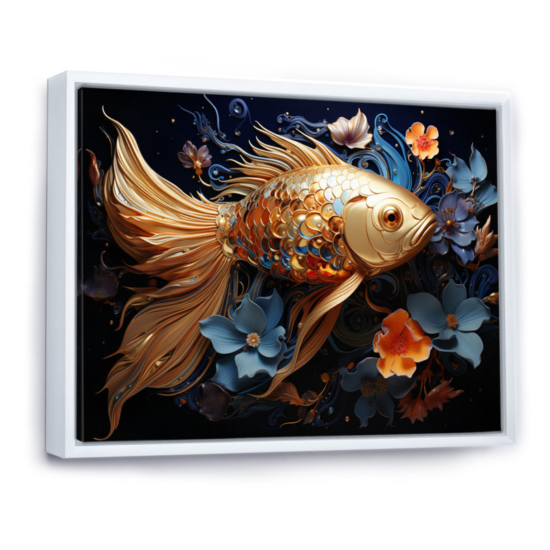 " Fishing Dreamy Deep ", White Floater Framed, 34" H x 44" W x 1.5" D