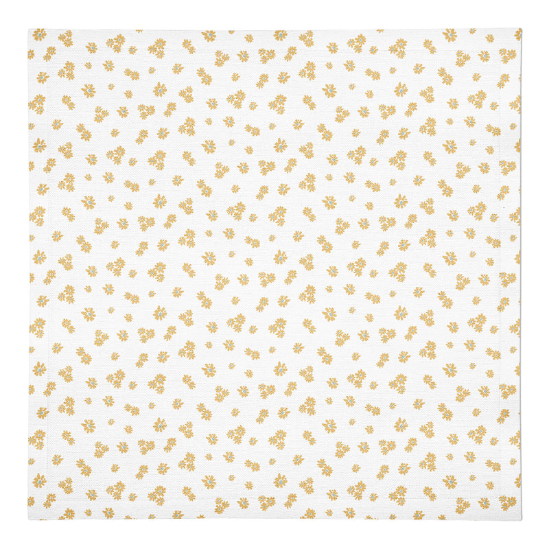 Serviette en coton 10 "à motif marguerite, Jaune