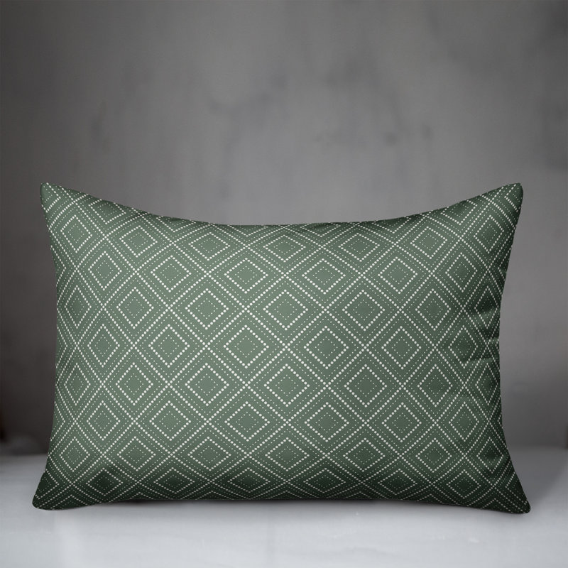 Geometric Outdoor Reversible Throw Pillow, Green