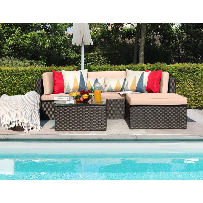 Twyla 4 - Person Modular Patio Conversation Set with Cushions, Beige