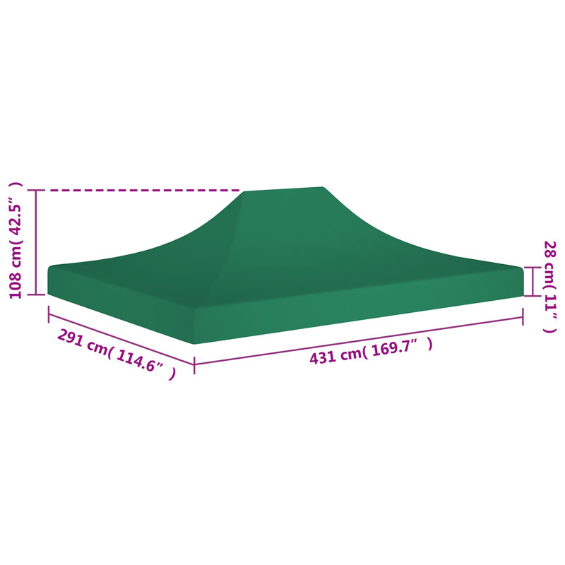 Avilla 4.3m x 2.9m Party Tent Roof, Green