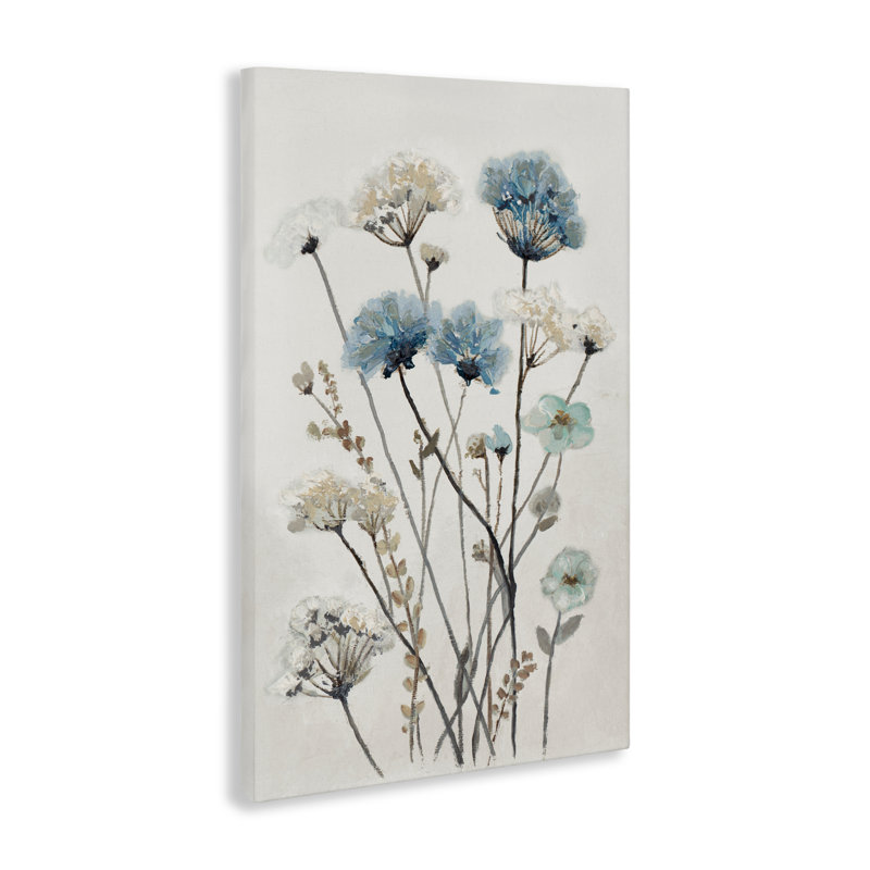 Toile de jardin bleue et beige, design par Patricia Pinto, H 36 po x l 24 po