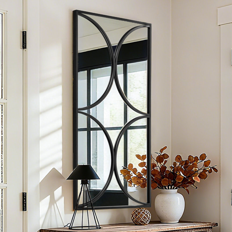 Metal Framed Accent Wall Mirror 60x120CM, Black