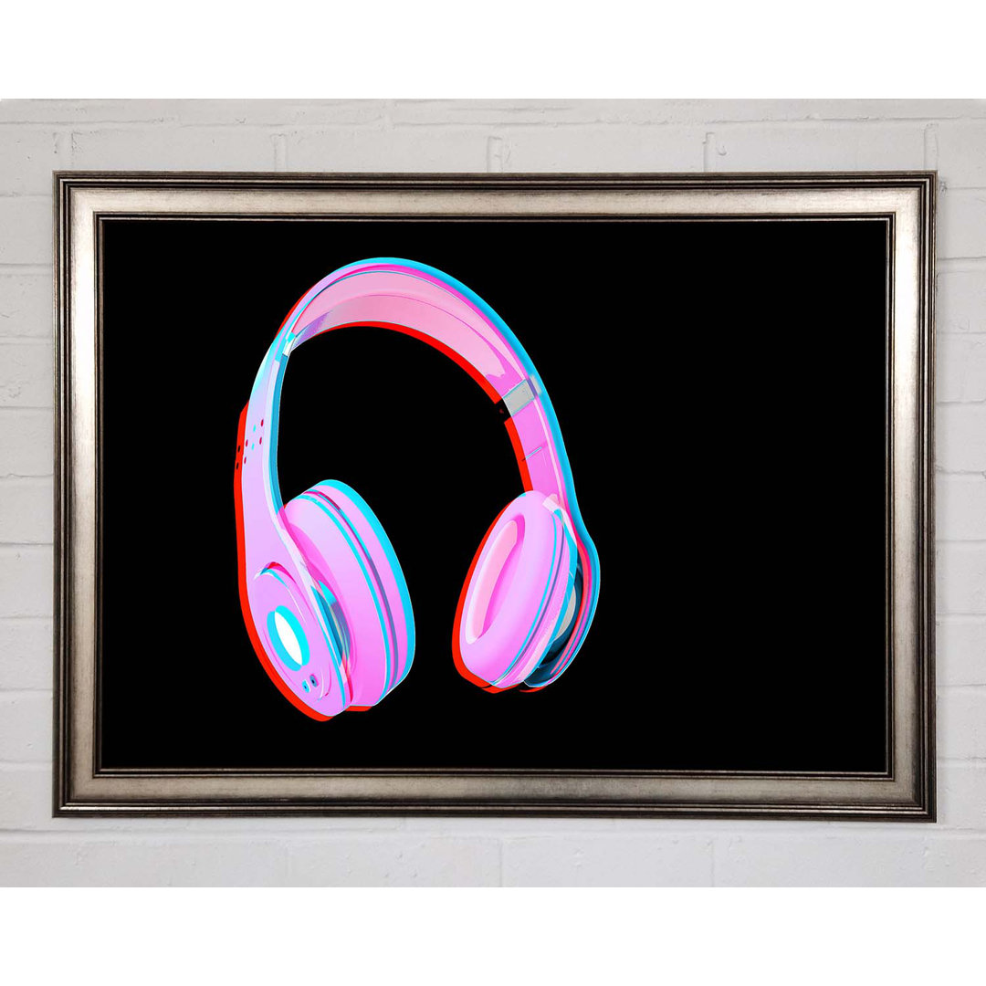 Funky Pink Headphones - Einzelne Bilderrahmen Kunstdrucke