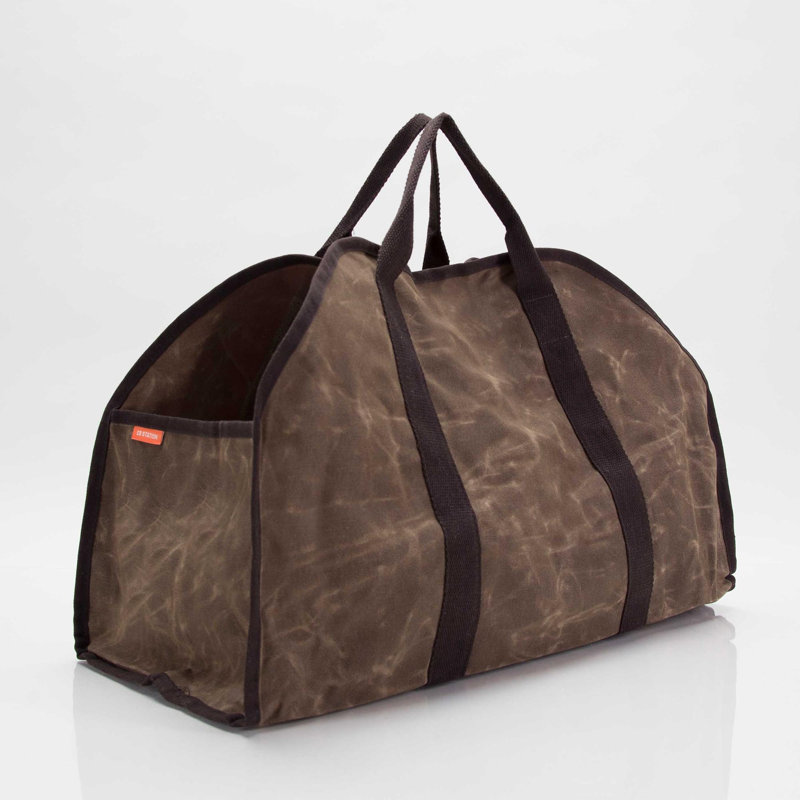 Porte-bûches ciré, Olive