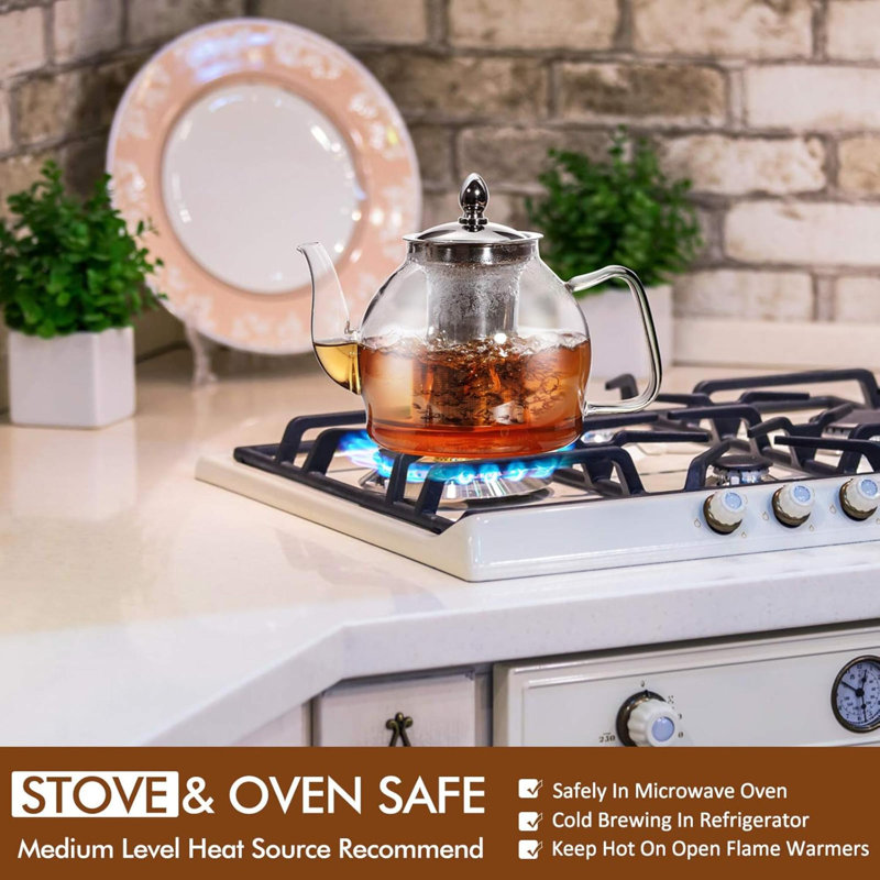 Glass Teapot With Removable Infuser Stovetop Safe Tea Kettle Blooming And Loose Leaf Tea Maker Set