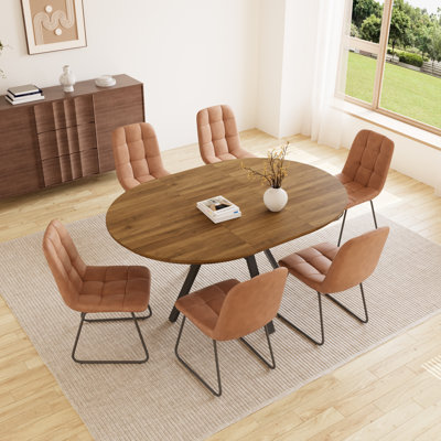 Ensemble de table de salle à manger extensible 43,2 "-59.1" Clanton, table de cuisine ronde Mid-Century