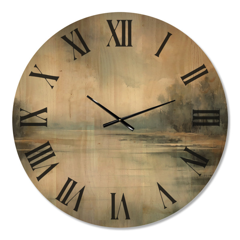 Horloge murale rétro Misty Lake Serenity, Oversized