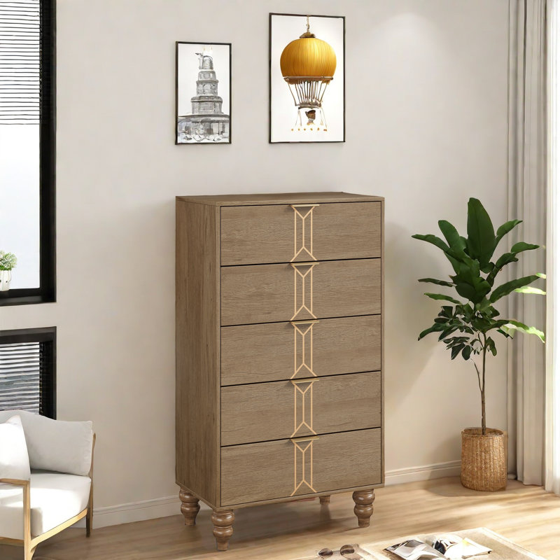 Commode 5 tiroirs, Bois