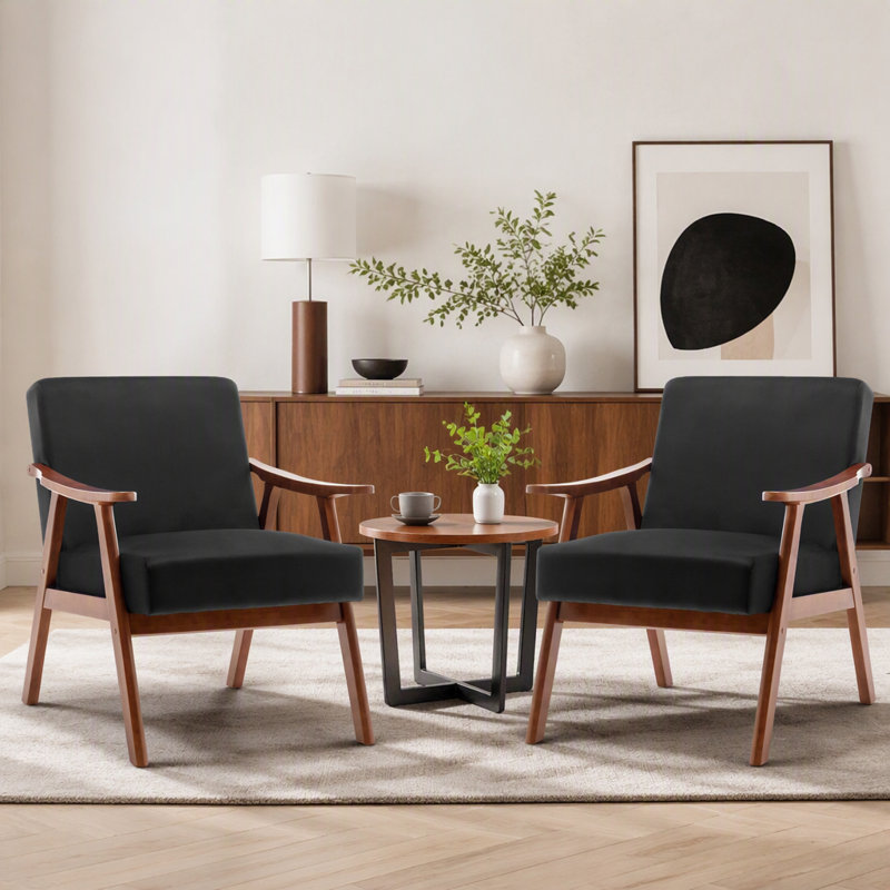 Mid-Century Modern Chair, Living Room Chair With Solid Wood Frame, Accent Chair Extra-Thick Backrest, Wingback Chair, Lounge Chair Indoor