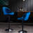 Adjustable Bar Chairs In Blue For Kitchen Pub Counter Height, 2 With Back And Footrest Height Mid-century