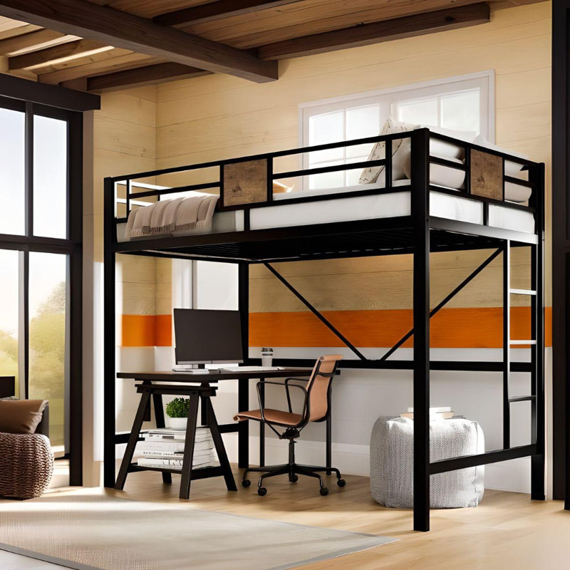 Kauffman Kids Twin Platforms Loft Bed and Bunk Metal Bed Frame, Oak