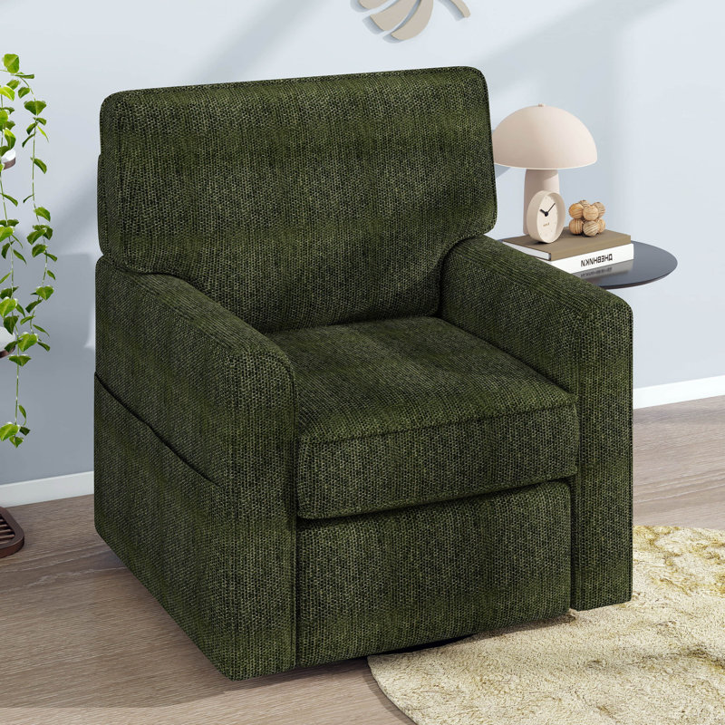 Fauteuil d'appoint pivotant à 360 °, fauteuil en tonneau Chenille avec poches latérales pour le salon, conception ergonomique