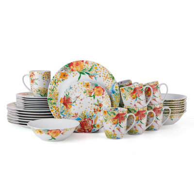 Fitz and Floyd Garden Delight 32-Piece Porcelain Dinnerware Set, Service for 8