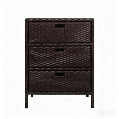 Porte-serviettes d'extérieur, 3 tiroirs, armoire de rangement en rotin