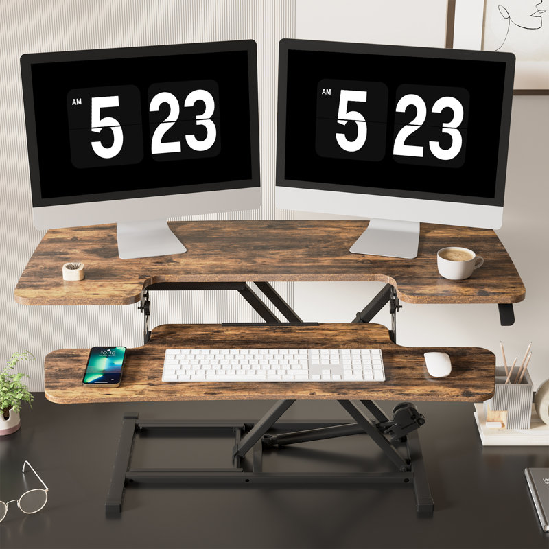 Desk Converter with Removable Keyboard Tray, 19.7" H x 40" W x 24.1" D, Special Walnut