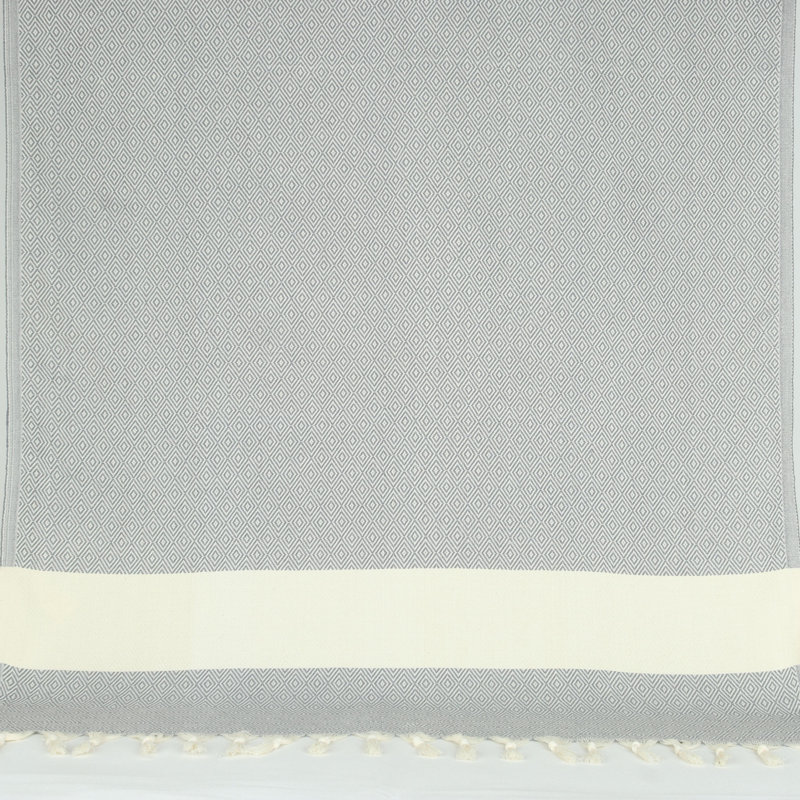 Turkish Cotton Peshtemal & Peshkir Towels – Diamond Pattern, Quick Dry, Lightweight Bath & Hand Towels, Dark Gray