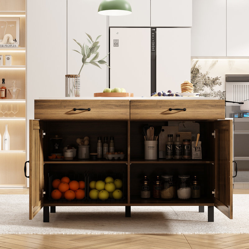 Îlot de cuisine 47,2 po avec plateau en bois manufacturé Sturbridge