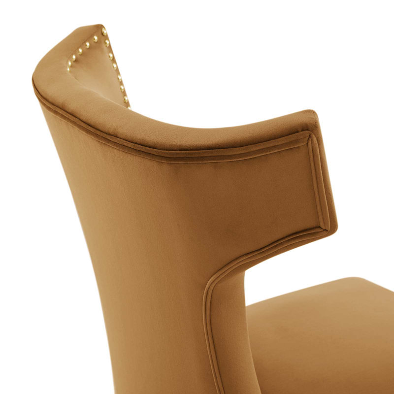 Modway Curve Performance Velvet Dining Chairs, Cognac