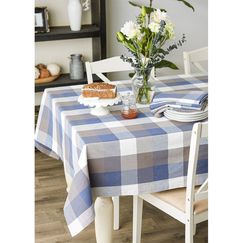 Betzabeth Checkered 100% Cotton Tablecloth, 60" L x 84" W, French Blue