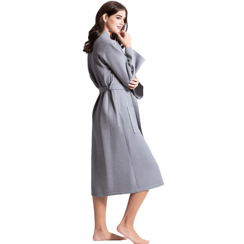 Peignoir mi-mollet en mélange de coton avec poches Hobard, Taille unique, gris
