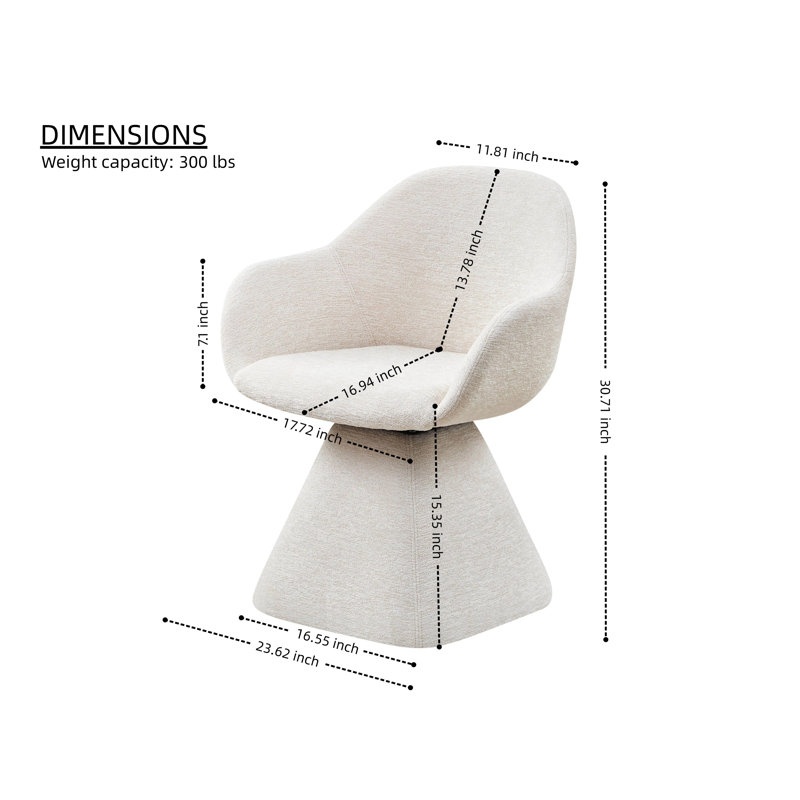 Swivel Dining Accent Chair, Modern Upholstered Barrel Chair With Wood Base