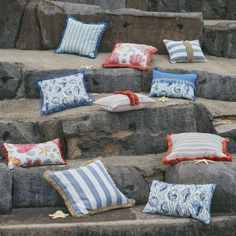 Throw Pillow, Blue/Gray/Orange
