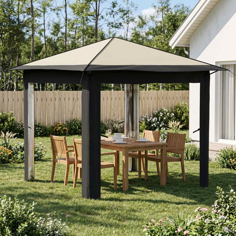 vidaXL Gazebo 210D Oxford with Silver Coating Outdoor Structures Garden Canopy