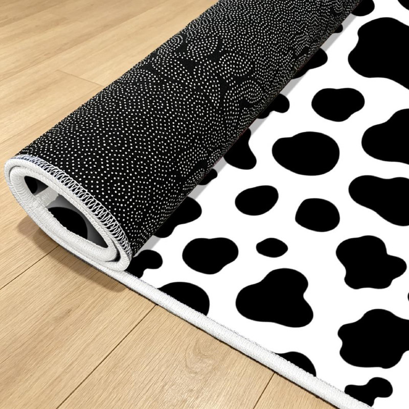 Tapis noir lavable à la machine, Rectangle 71" x 98"