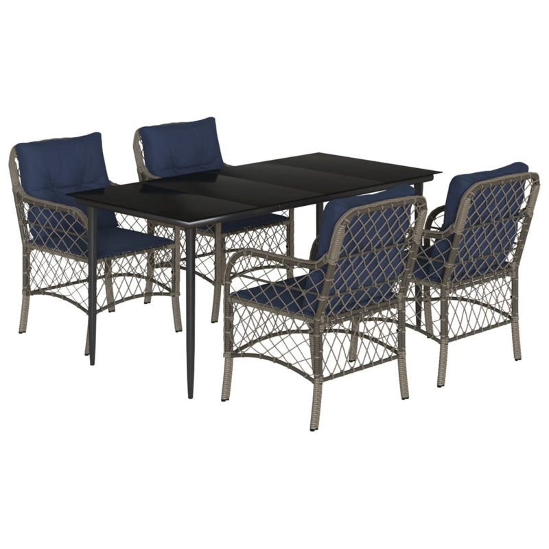 Ensemble bistro avec coussins 3 pièces Latitude Run®, Navy Blue, H 29,1 po x l 31,5 po x P 63 po, Grey