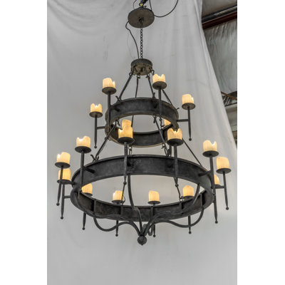 Marta 18 - Light Dimmable Wagon Wheel Chandelier