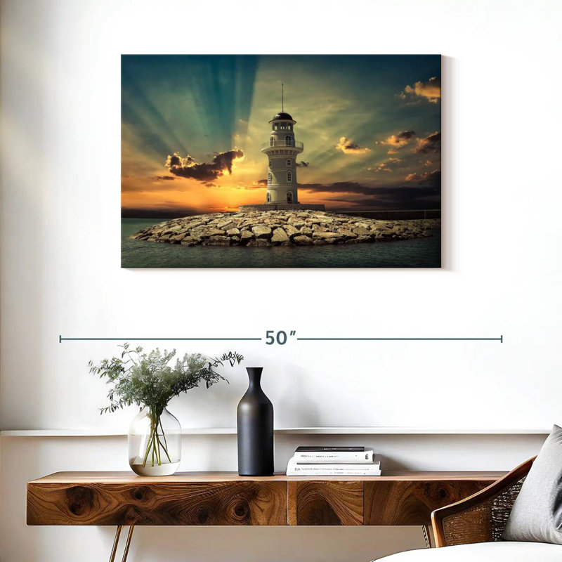 Majestic lighthouse sunset Aletra, H 24 po x l 36 po