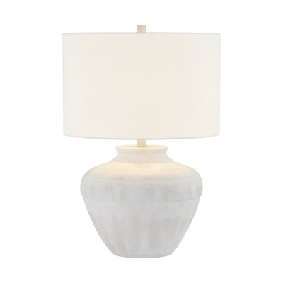 Paula 25" Table Lamp with Linen Shade, Brushed Off-White