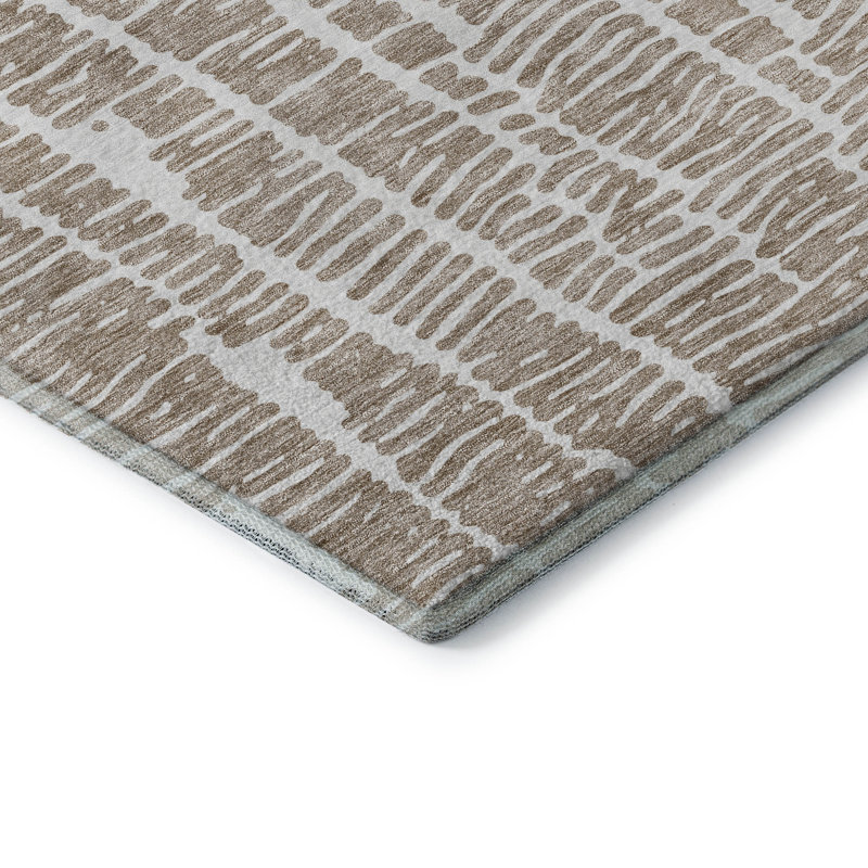Tapis brun Prisco lavable à la machine de qualité supérieure, Rectangulaire 3 pi x 5 pi