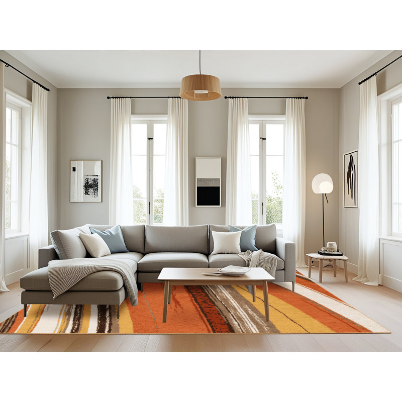 Machine Washable Space Brown Area Rug, Rectangle 8' x 10'
