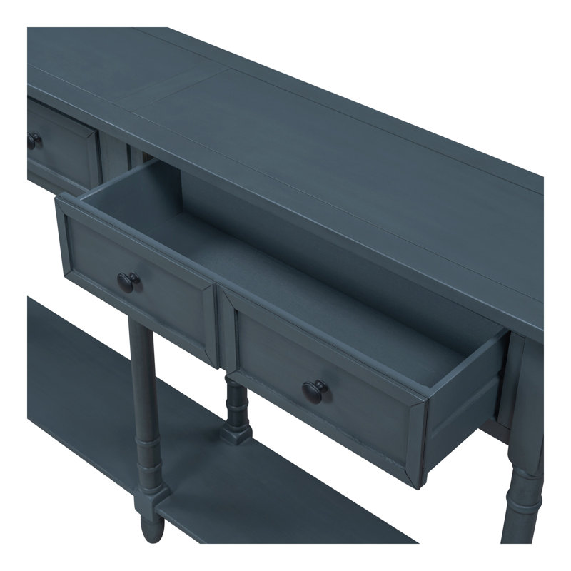 Console Table Sofa Table Easy Assembly With Two Storage Drawers And Bottom Shelf For Living Room, Entryway (Antique Navy)