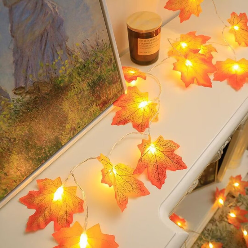 Guirlande de feuilles d'érable décorations d'automne imperméables pour Halloween