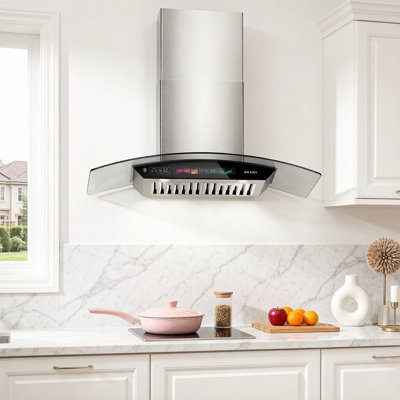 Hotte de cuisine à hotte murale 36 pouces en acier inoxydable 900cfm avec 2 lumières DEL