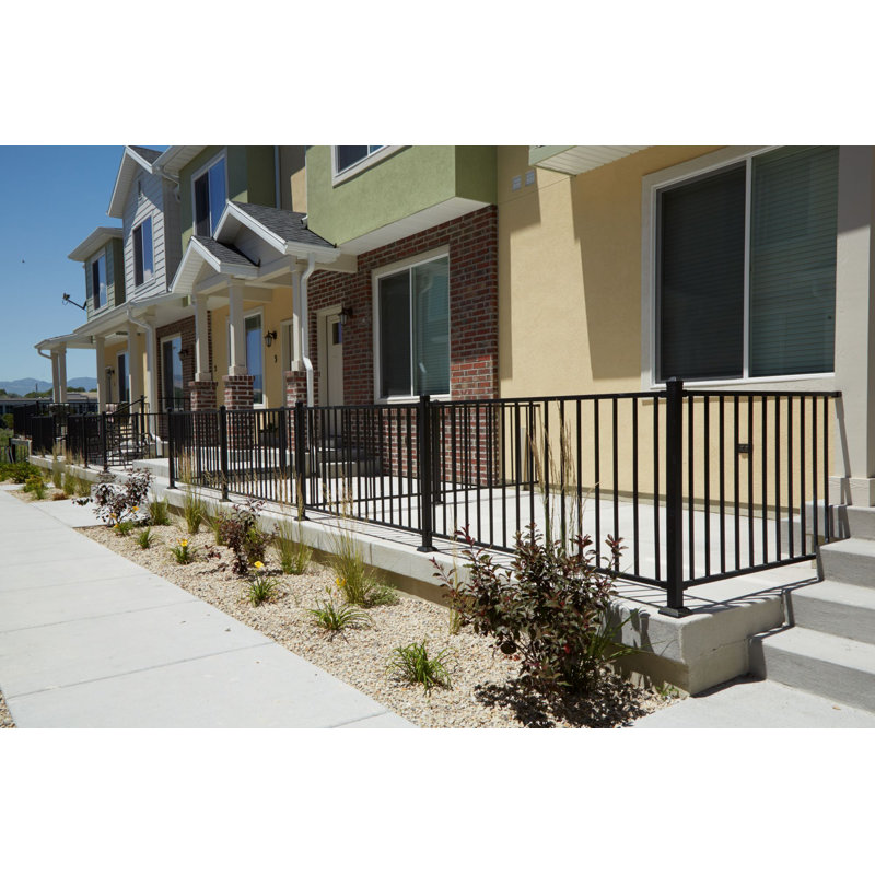 Fortress 8 ft. Black Steel Exterior Railing Panel