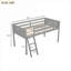 Lit plateforme mezzanine bas en bois massif de couleur grise avec échelle convertible pour les petites chambres