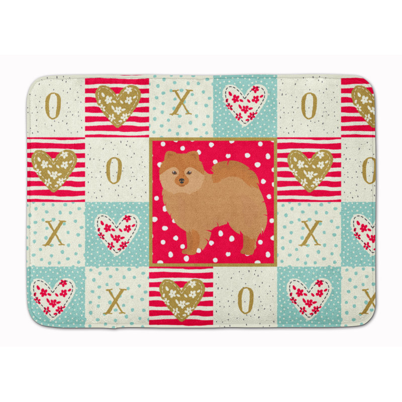 Tapis de cuisine en mousse mémoire love Shanaya, Spitz allemand beige