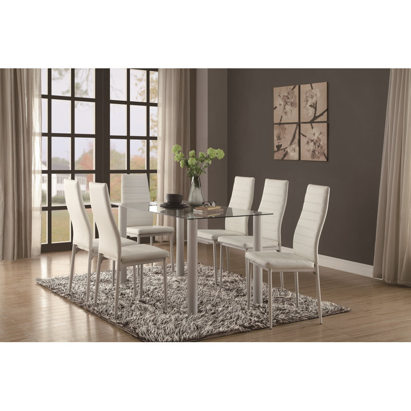 Ranulph 6 - Person Four Leg Dining Set, White, 7 Piece