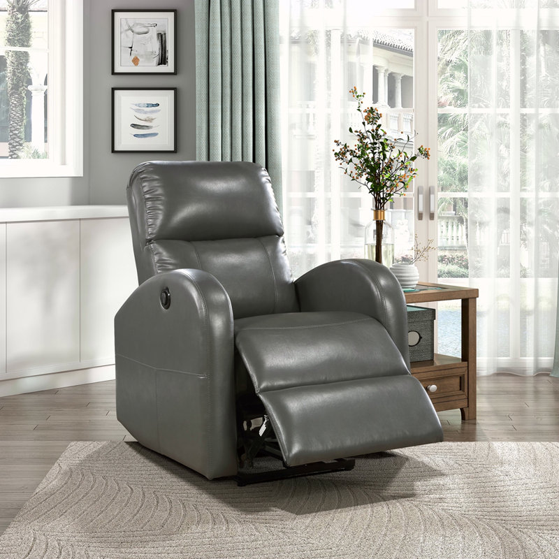 Fauteuil inclinable électrique 1pc recouvert de similicuir, Gris