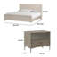 Ensemble de chambre à coucher grand lit, chêne naturel, argent, champagne, ensemble de 2 pièces avec table de chevet-130996393