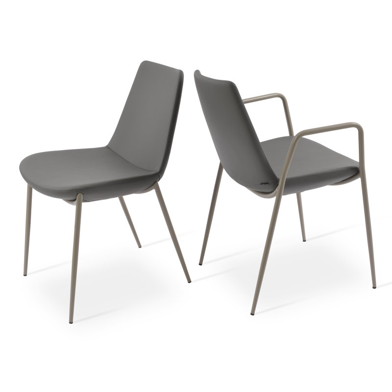 Eiffel 17'' H Upholstered Metal Side Chair, Gray Powder, Camira Amber Wool