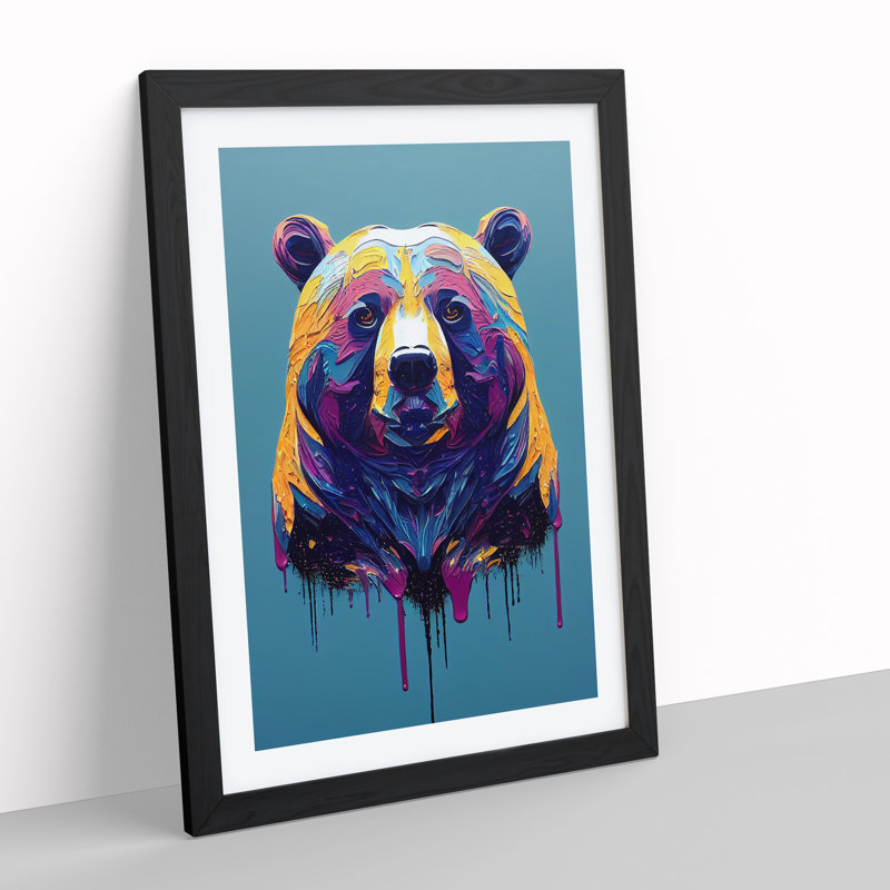 A Bear No.2 Abstract - Single Picture Frame Painting, Black, 34cm H x 25cm W x 2cm D