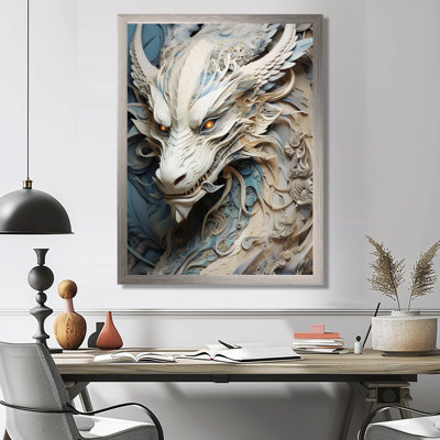 Epic Blue And Grey Dragon Odyssey I On Canvas Print